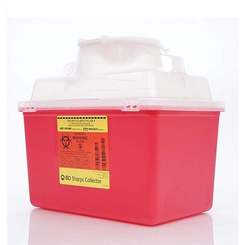Becton-Dickinson -Sharps Container 14qt Red/Clear 8-8/10x12-8/10x11-1/2" Hinge Lid/Petals Plastic Nestable Non-Sterile Reusable 14qt/Each, 20 EA/CA 305480
