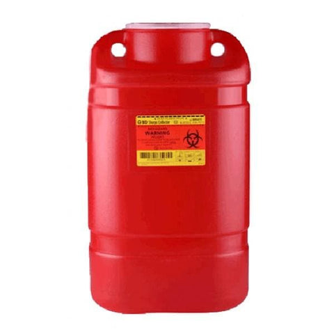 Becton-Dickinson -Sharps Container 5gal Red/Clear 7-1/2x10-1/2x18" Hinge Lid/Petals Plastic 1-Piece/X-Large Double-Wall Handles Non-Sterile Reusable Each, 8 EA/CA 305477