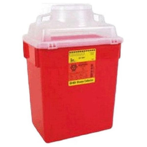 Becton-Dickinson -Sharps Container 6gal Red/Clear 8-8/10x12-8/10x17-1/2" Hinge Lid/Petals Plastic Nestable Non-Sterile Reusable 6gal, 12 EA/CA 305465