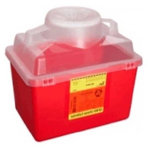 Becton-Dickinson -Sharps Container 14qt Red/Clear 8-8/10x12-8/10x11-1/2" Hinge Lid/Needle Ports Plastic Nestable Non-Sterile Reusable Each, 20 EA/CA 305464