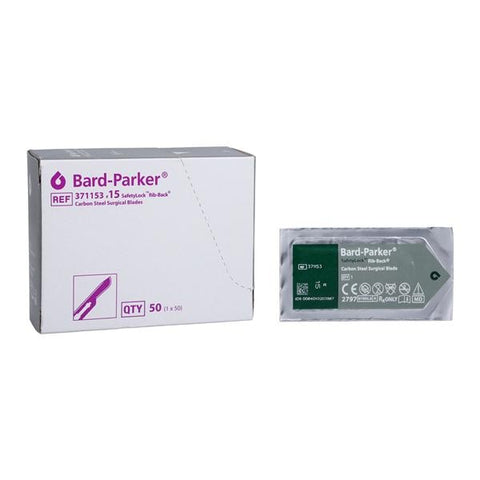Bard Parker Bard-Parker Safety Lock Steel Sterile Surgical Blade #15 Disposable 50/Bx, 3 BX/CA - 371153