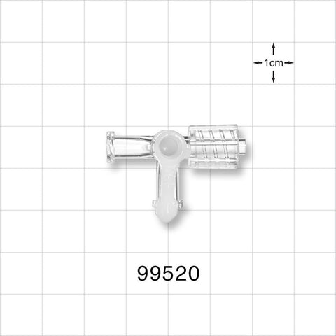 3-Way Stopcock, 2 Female Luer Locks, Male Luer with Spin Lock - 0.101 inch Thru Hole (2.57 mm); 43.5 psi - 99520