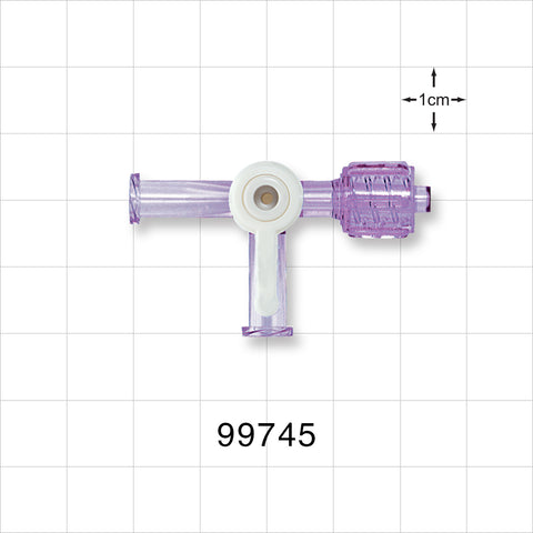 2-Way Stopcock, 2 Female Luer Locks, Swivel Male Luer Lock, 90 Degree Turn Handle - 50 psi - 99745