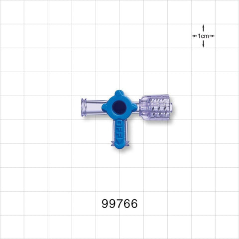 3-Way Stopcock, 2 Female Luer Locks, Rotating Male Luer Lock - 43 psi - 99766