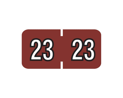 Colwell Compatible Color Code Label Year "23", 1-1/2" x 3/4", Dark Red, Mylar, 500 Per Roll | COE-23