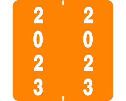 Ames® Compatible Color Code Label Year "2023", 1-7/8" x 1-7/8", Orange, Mylar, 1000 Per Roll | LLV-23