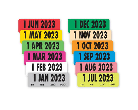 2023 Spee-D-Date™ Label January-December, Assorted, 100 per Roll, 365 Rolls per Set | SDDRB23000100