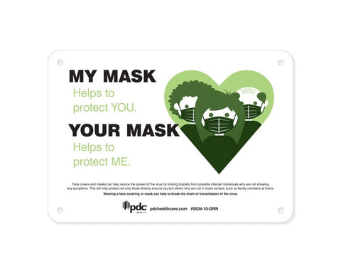 PDC Sign "My Mask Your Mask" 7" x 10" Green | SGN-10-GRN