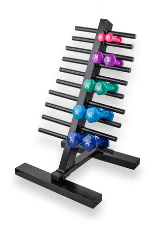 CanDo vinyl coated dumbbell - 10-piece set with Floor Rack - 2 each 1, 2, 3, 4, 5