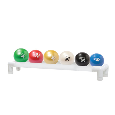 CanDo WaTE Ball - Hand-held Size - 6-piece set (1 each: tan, yellow, red, green, blue, black), with 1-tier rack