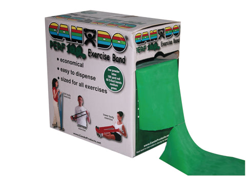 CanDo Low Powder Exercise Band - 100 yard Perf 100 roll - Green - medium