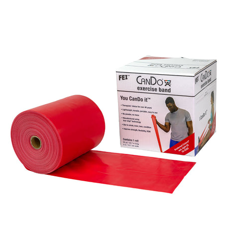 CanDo Low Powder Exercise Band - 50 yard roll - Red - light