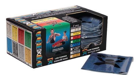CanDo Low Powder Exercise Band - box of 40, 4' length - Blue - heavy