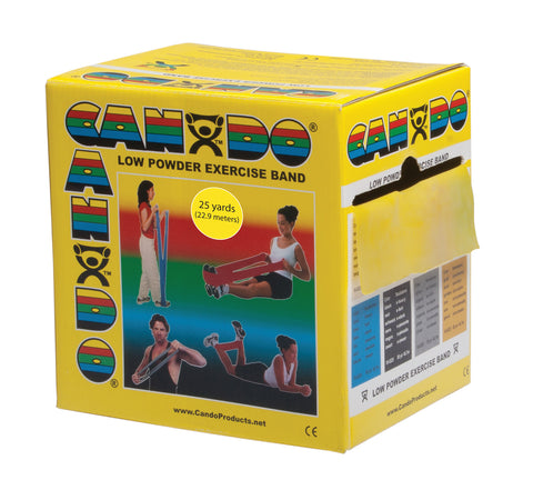 CanDo Low Powder Exercise Band - 25 yard roll - Yellow - x-light