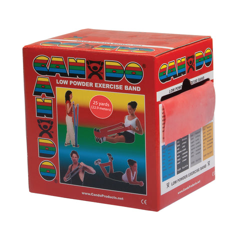 CanDo Low Powder Exercise Band - 25 yard roll - Red - light