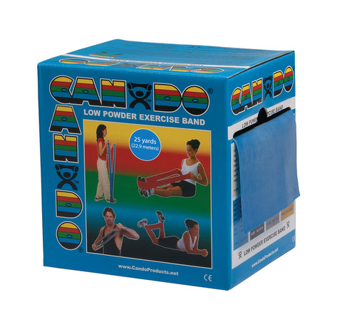 CanDo Low Powder Exercise Band - 25 yard roll - Blue - heavy
