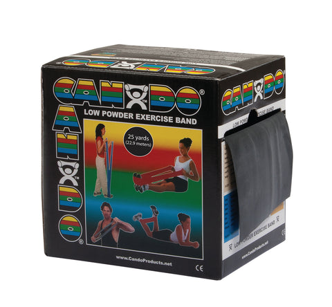 CanDo Low Powder Exercise Band - 25 yard roll - Black - x-heavy