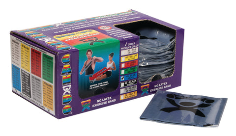 CanDo Latex Free Exercise Band - box of 40, 4' length - Blue - heavy