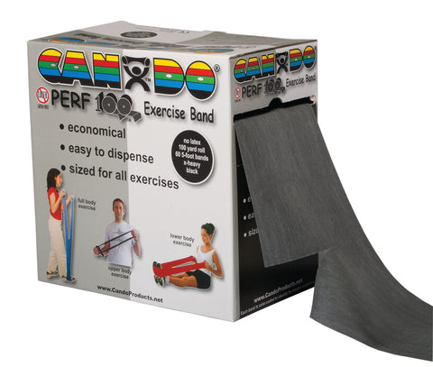 CanDo Latex Free Exercise Band - 100 yard Perf 100 roll - Black - x-heavy