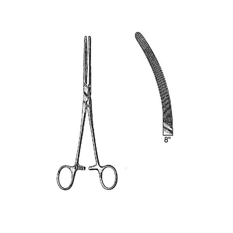 Miltex Forcep Hemostatic Rochester-Carmalt 8" Serrated Curved Stainless Steel Each - Integra Miltex - 36-538