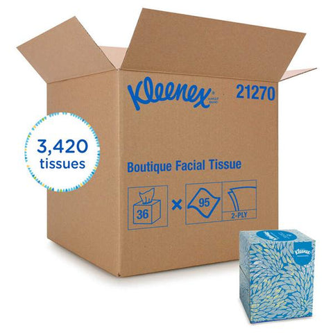 Kimberly Clark Professional Tissue Facial Kleenex Boutique White Upright Box 2 Ply 95/Bx, 36 BX/CA - 21270