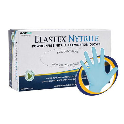 Glove Club Gloves Exam Elastex Nytrile Powder-Free Nitrile Latex-Free XL Blue Mint 100/Bx, 20 BX/CA - 1033341