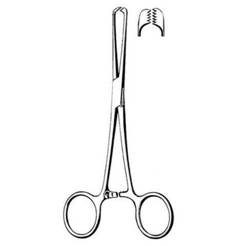 Sklar Instruments Forcep Tissue Allis Merit 6" Straight 5x6 Teeth Stainless Steel Each - 97-934