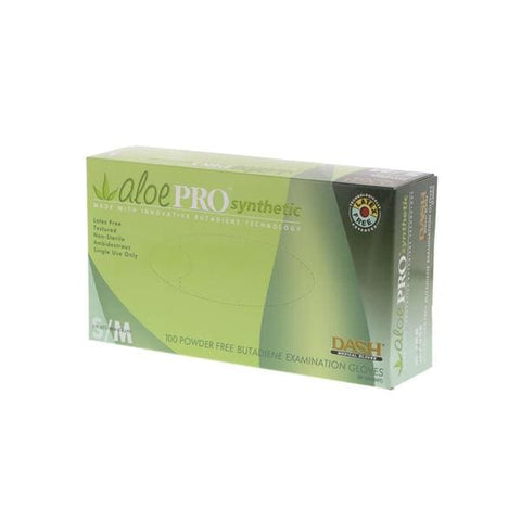 Dash Medical Gloves Inc Gloves Exam AloePRO Powder-Free Synthetic Latex-Free 9.8 in Sm/Md Green 100/Bx - APS100SM
