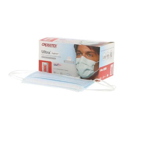 Crosstex International Mask Ultra Fog-Free Anti-Fog ASTM Level 3 Blue 40/Bx, 40 BX/CA - GCFCX