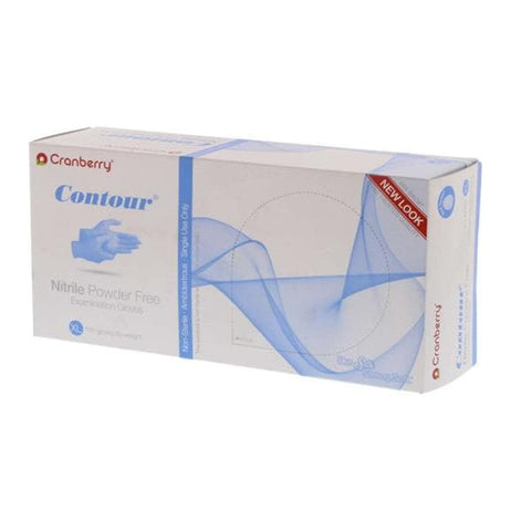 Pro2 Solutions, Inc Gloves Exam Contour Powder-Free Nitrile Latex-Free 9.5 in X-Large Blue 100/Bx, 10 BX/CA - CR3119