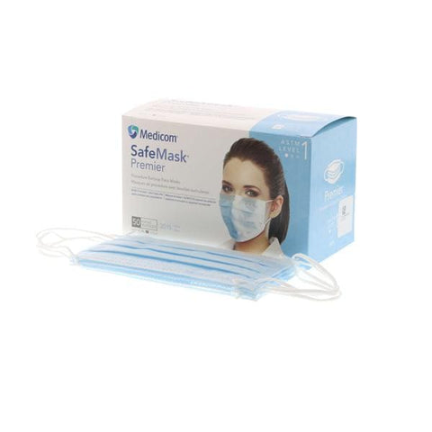 Medicom Mask Safe+Mask Premier ASTM Level 1 Blue 50/Bx - 2015