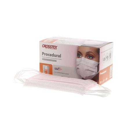 Crosstex International Mask Procedure ASTM Level 2 Pleated Pink Size 50/Bx, 40 BX/CA - GCPPK
