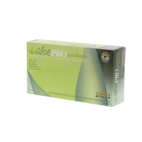 Dash Medical Gloves Inc Gloves Exam AloePRO Powder-Free Synthetic Latex-Free 9.8 in Large Green 100/Bx, 10 BX/CA - APS100L
