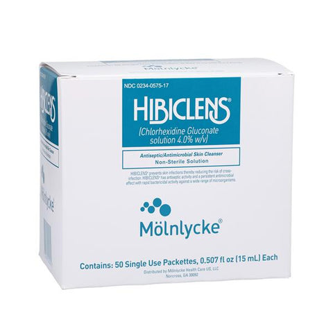 Molnlycke Healthcare Scrub Pre-Op Hibiclens 15 mL Packet Scented 50/Bx, 8 BX/CA - 57517