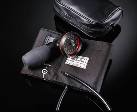 ADC American Diagnostic Corp Diagnostix 703 Series Aneroid Sphygmomanometer Palm Style Hand Held 1-Tube Adult, Large Adult Size Arm