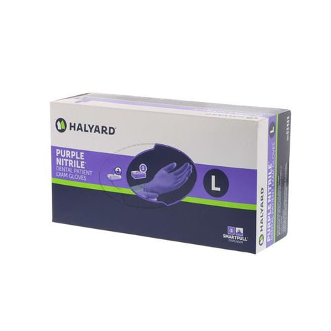 O & M Halyard Gloves Exam Purple Nitrile PF Nitrile Latex-Free 9.5 in Lg Purple 100/Bx, 10 BX/CA - 53433
