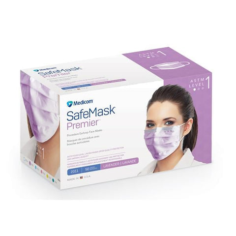 Medicom Mask Eachrloop Safe+Mask Premier ASTM Level 1 Lavender 50/Bx - 2011