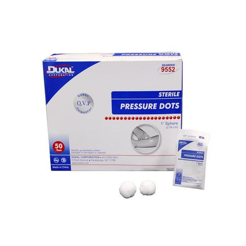 Dukal Corporation Bandage Pressure Dots 1" Gauze Elastic White Sterile 50/Bx, 10 BX/CA - 9552