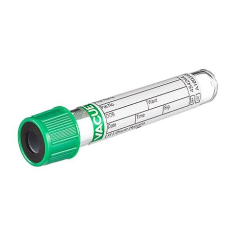 Greiner Vacuette Tube Venous Blood Collection Vacuette 3mL 13x75mm Plstc Lthm Hep Grn/Blk 1200/Ca - 454244
