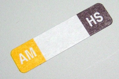 capsa Select Series 7+ Time Bar Label - AM & HS - Roll Of 500