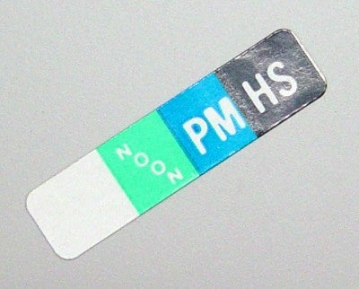 capsa Select Series 7+ Time Bar Label - Noon, PM & HS - Roll Of 500