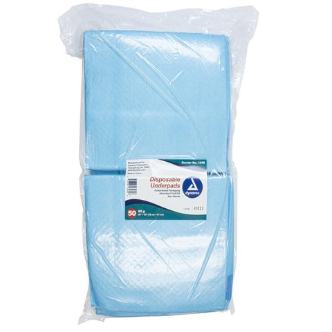 Dynarex Corporation Underpad Unisex 90 Gram 30x36" High White/Blue 100/Ca - 1348