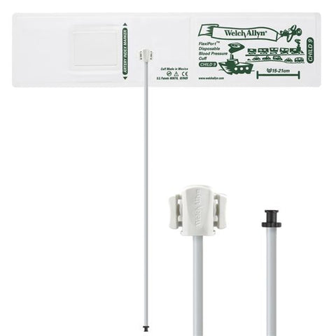 Welch Cuff Blood Pressure FlexiPort 15-21cm Child Size 9 Arm White/Green 20/Package - Allyn - SOFT-09-1TP