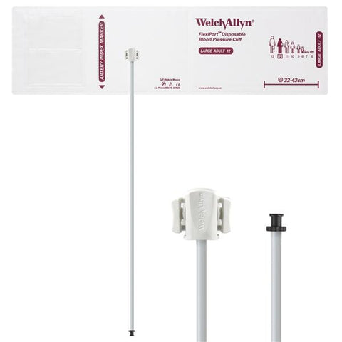 Welch Cuff Blood Pressure FlexiPort 32-43cm Lg Adlt 12 Arm White/Burgundy 20/Package - Allyn - SOFT-12-1TP