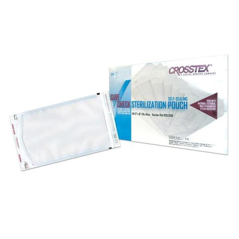 Crosstex International Pouch Sterilization Sure-Check 12 in x 18 in Clear No Md frm Ltx 100/Bx, 5 BX/CA - SCL12182