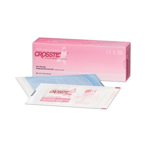 Crosstex International Pouch Sterilization Duo Check 3.5 in x 9 in Pink 200/Bx, 20 BX/CA - SCSPP