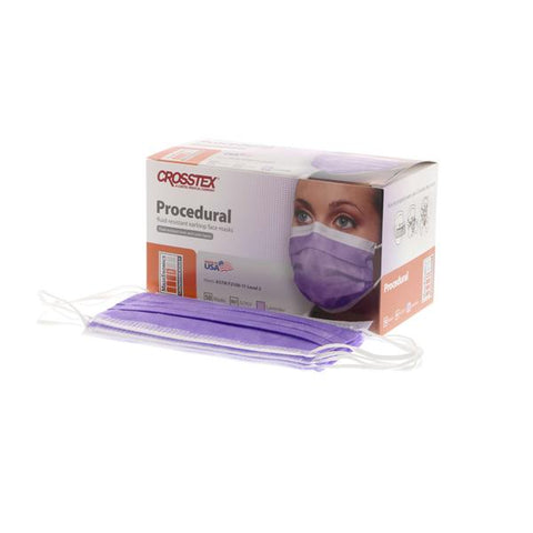 Crosstex International Mask Procedure Maxi-Gard ASTM Level 2 Pleated Lavender Size 50/Bx, 40 BX/CA - GCPLV
