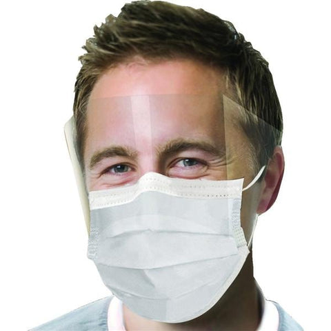 Crosstex International Combination Mask / Shield Ultra Sensitive Fog-Free ASTM Level 3 White 25/Bx, 16 BX/CA - GCPWS
