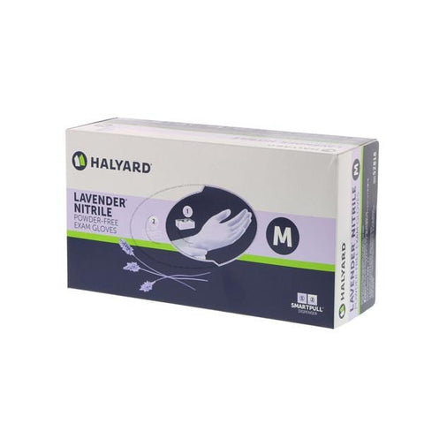 O & M Halyard Gloves Exam Lavender Nitrile PF Nitrile Latex-Free 9.5 in Md Lavender 250/Bx, 10 BX/CA - 52818