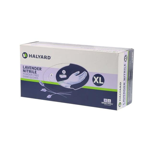O & M Halyard Gloves Exam Lavender Nitrile PF Nitrile Latex-Free 9.5 in XL Lavender 230/Bx, 10 BX/CA - 52820